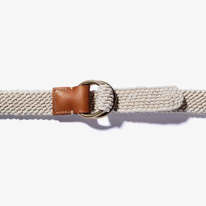 LINEN ROPE LEATHER BELT ECRU