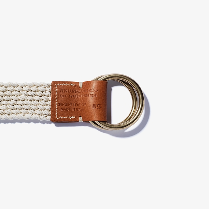 LINEN ROPE LEATHER BELT ECRU