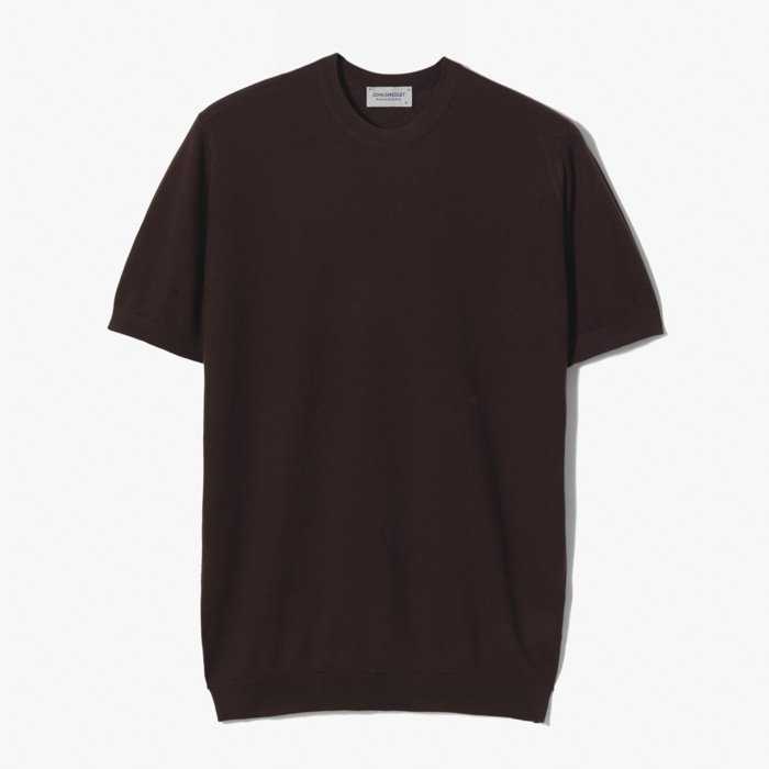 PARK PIQUE T-SHIRT (SEA ISLAND COTTON) DARK BROWN