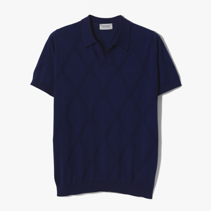 PALEY SKIPPER COLLAR POLO SHIRT (SEA ISLAND COTTON) NAVY