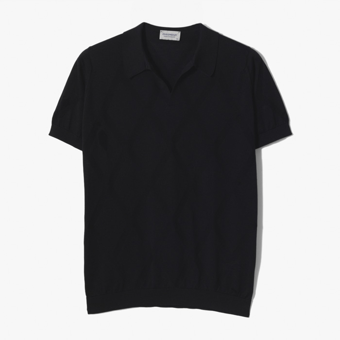 PALEY SKIPPER COLLAR POLO SHIRT (SEA ISLAND COTTON) BLACK