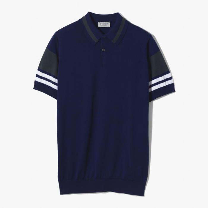 RYE STRIPED POLO SHIRT (SEA ISLAND COTTON) NAVY