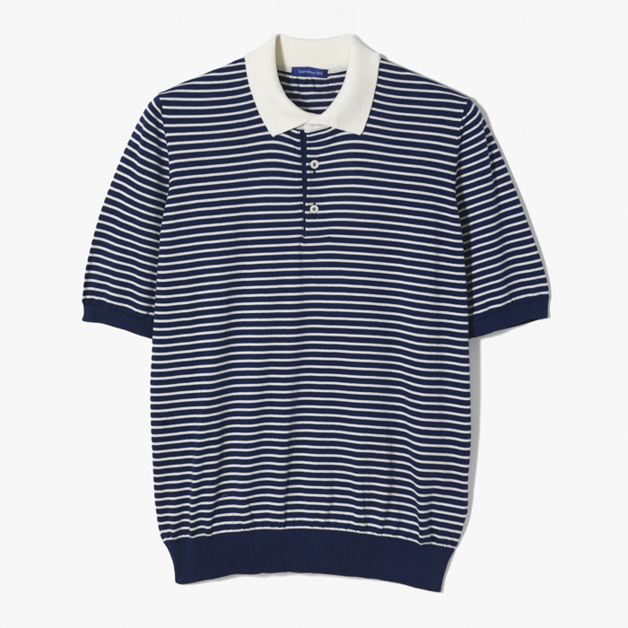 STRIPES POLO SHORT SLEEVES (COTTON) NAVY