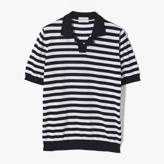 SKIPPER POLO SHORT SLEEVES (STRIPES ICE COTTON) NAVY