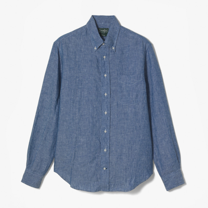 CHAMBRAY LINEN BD SHIRT BLUE