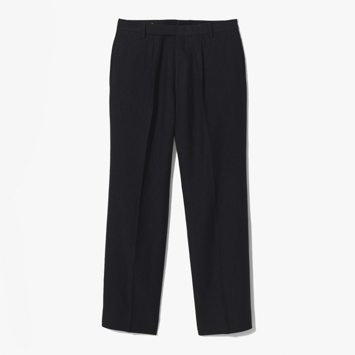 1PLEAT SLACKS (WASHED LINEN SILK CLOTH) BLACK