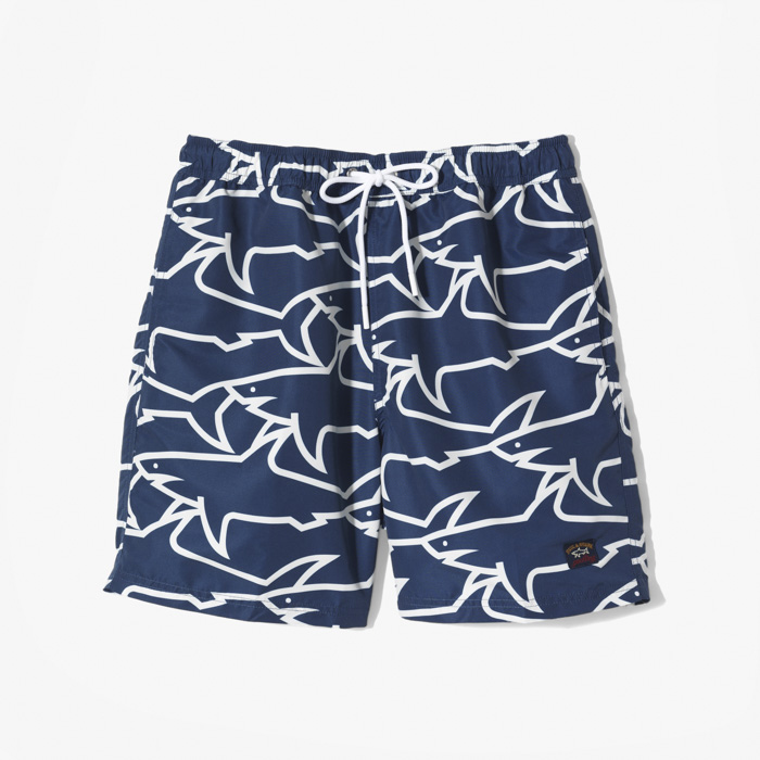 SAVE THE SEA SWIM SHORT (SHARK PRINT) NAVY