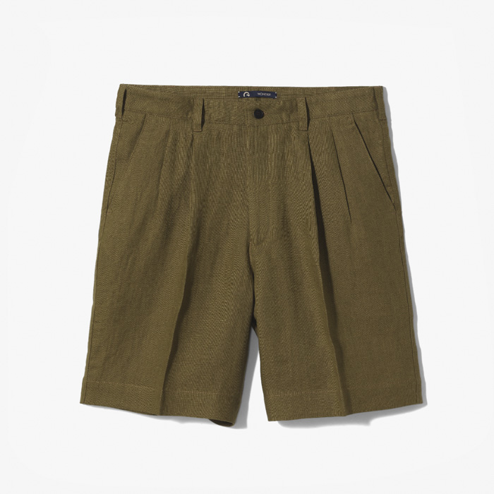 BERMUDA SHORTS 2PLEATS (TELA LINO IRLANDESE) MILITARY GREEN