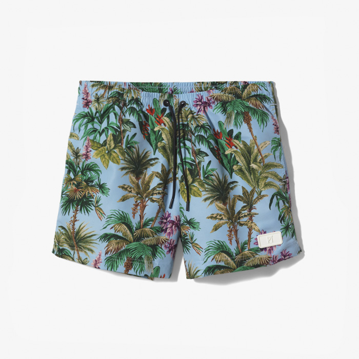 SWIM SHORT (FANCY PRINTED WATERPROOF NYLON) LIGHT BLUE