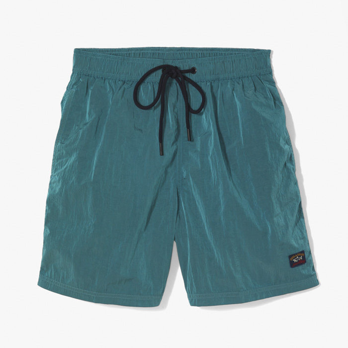 GARMENT DYED ECONYL SWIM SHORT AQUA BLUE