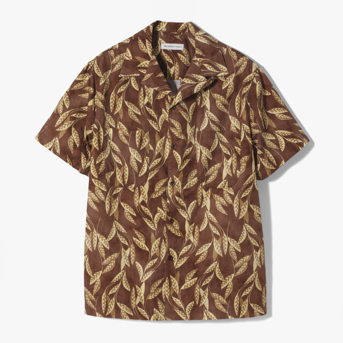 MIAMI 89 CAMP SHIRT (LEAF PRINT) BROWN