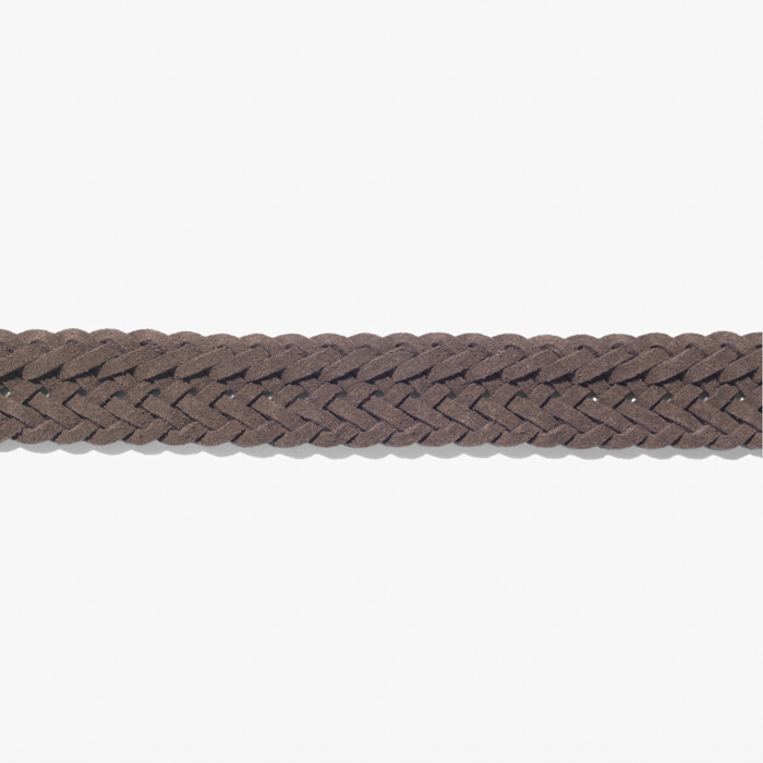 WOVEN SUEDE CALF LEATHER BELT D-RING BROWN