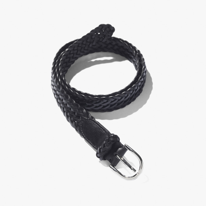 WOVEN CALF LEATHER BELT BLACK