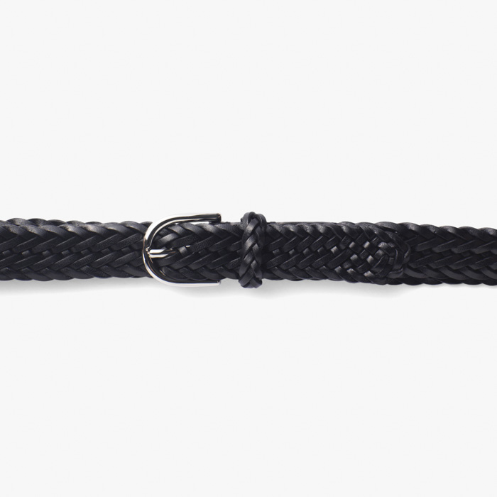 WOVEN CALF LEATHER BELT BLACK