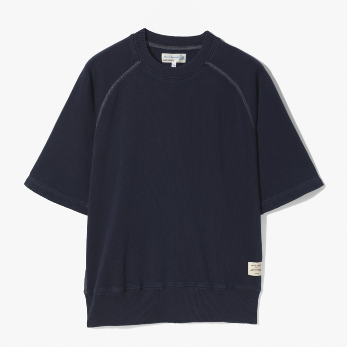 SWEATSHIRT SHORT SLEEVE (RETRO FLEECE GARMENT DYED) MIDNIGHT BLUE