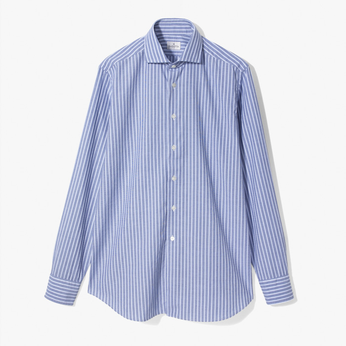 WALTER SHIRT (STRIPE FRENCH COLLAR) BLUE