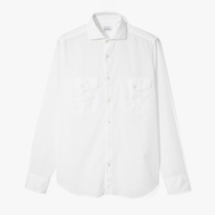 LAUREN POCKET SHIRT (MUSSOLA GARMENT DYED) ECRU