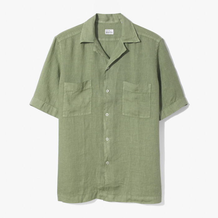 MAUI CAMP SHIRT (LINEN GARMENT DYED) OLIVE