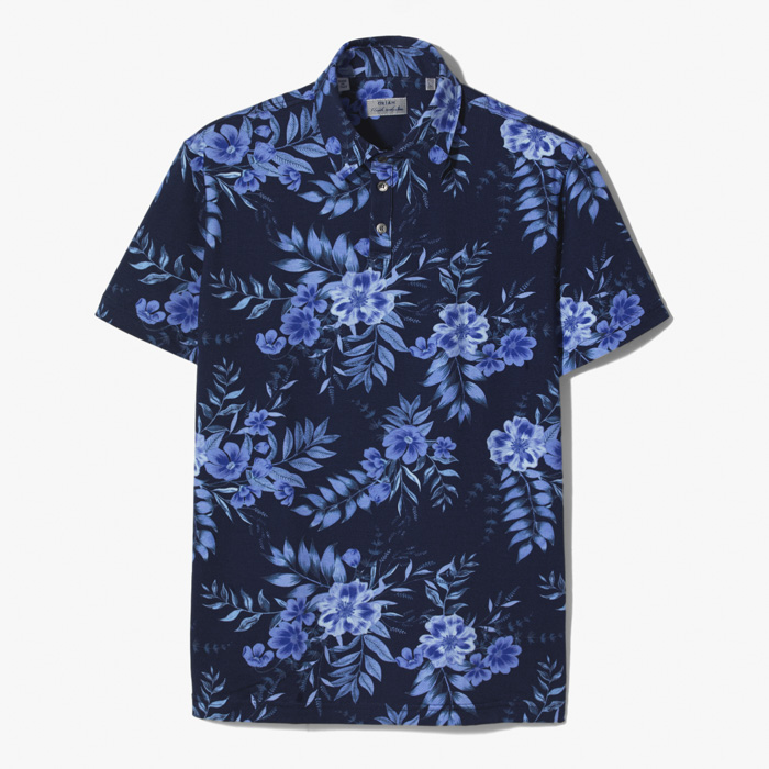 POLO SHIRT (FLOWER) NAVY