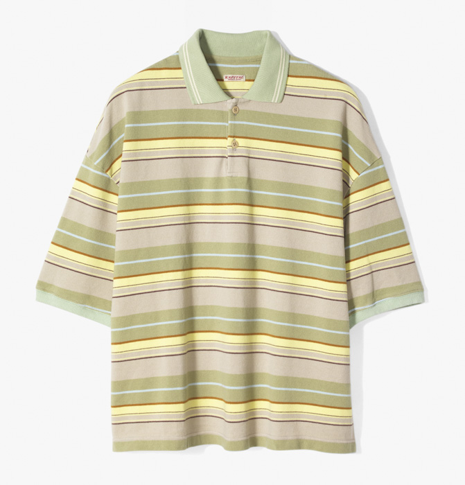 MULTI STRIPE PIQUET BOX POLO KHAKI