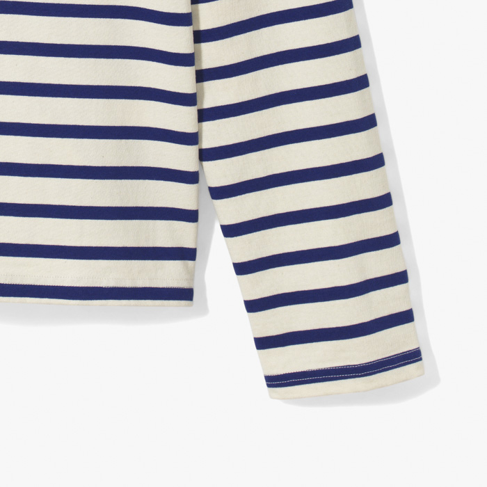 STRIPE JERSEY CREW LONG SLEEVE T-SHIRT(RAINBOWY PATCH) BLUE