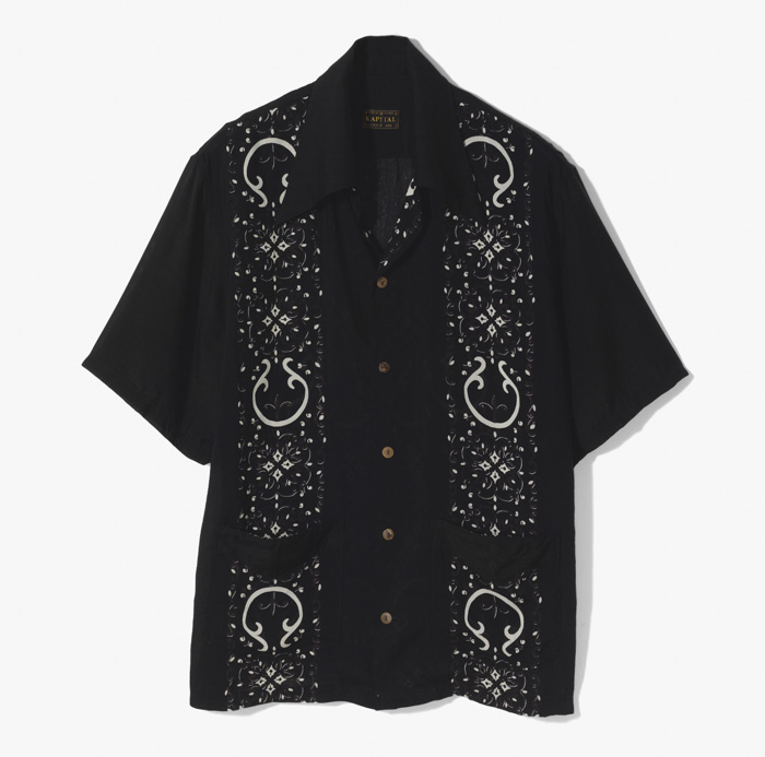 HAVANANAJA WRANGLE COLLAR CUBA SHIRT (SILK RAYON) BLACK