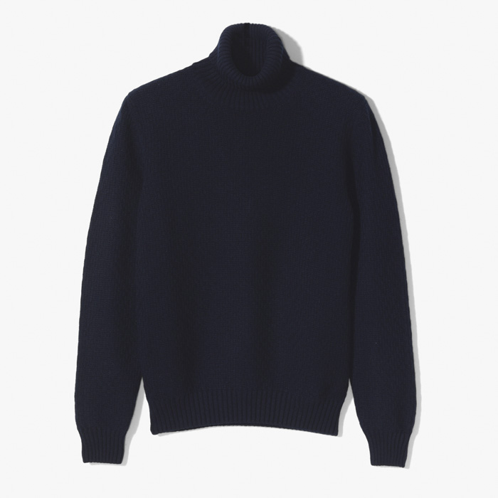 NEW VERTICAL RIB TURTLE NECK KNITWEAR (EXTRAFINE LAMSWOOL, CASHMERE) DARK NAVY