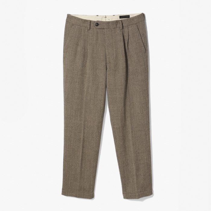 MARTIN 106 2PLEATS SARTORIAL PANT (WASHED HERRINGBONE) BROWN