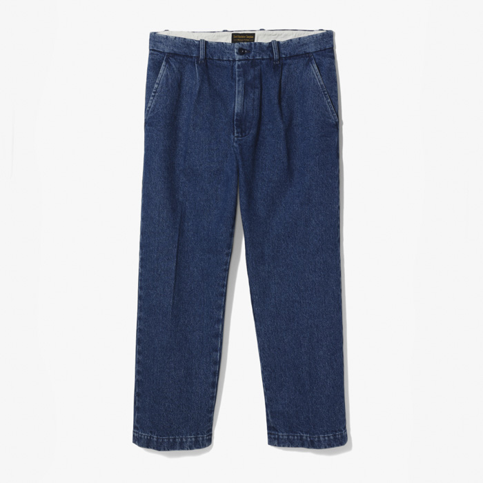 BRYAN 140 ONE PLEAT DENIM PANT (WASHED 14oz) INDIGO