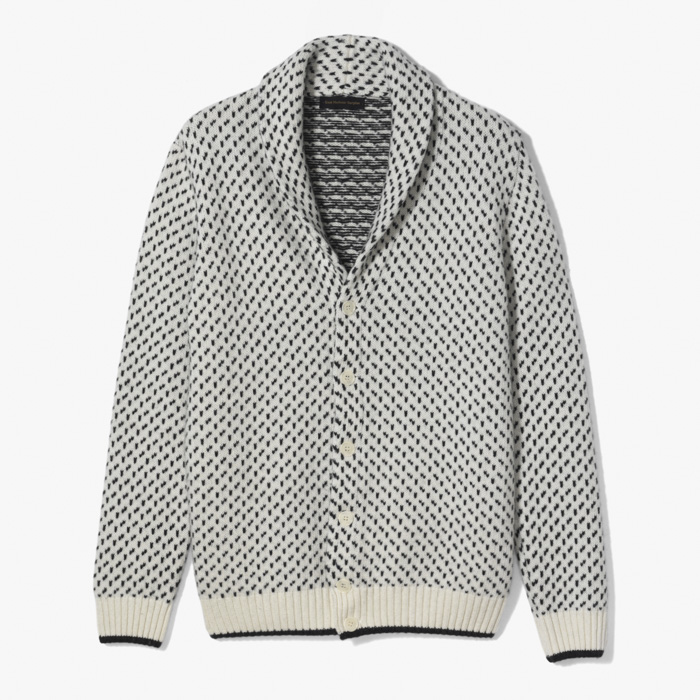 PHILIP 200 SHAWL COLLAR KNIT JACKET (JACQUARD) OFF WHITE