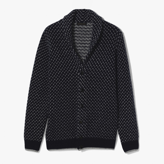 PHILIP 200 SHAWL COLLAR KNIT JACKET (JACQUARD) BLUE