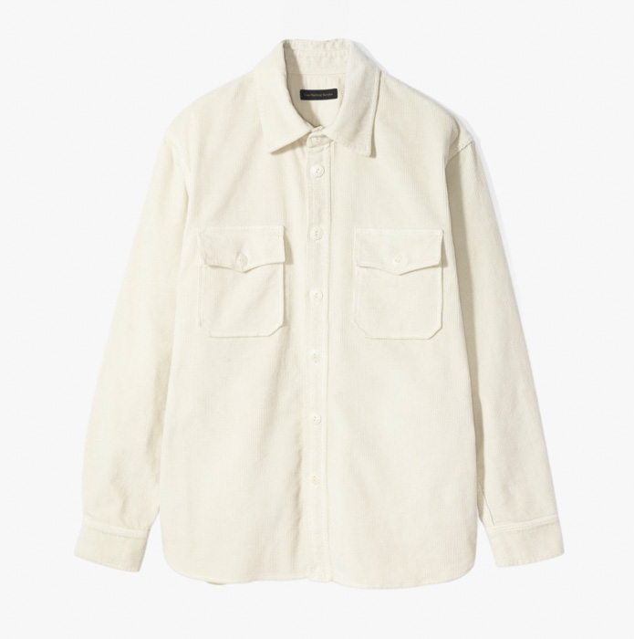 LEONARD 101 OVER SHIRT (WASHED CORDUROY) WHITE