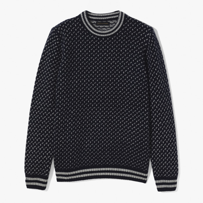 PAT 200CREWNECK KNITWEAR (LAMBSWOOL JACQUARD) BLUE