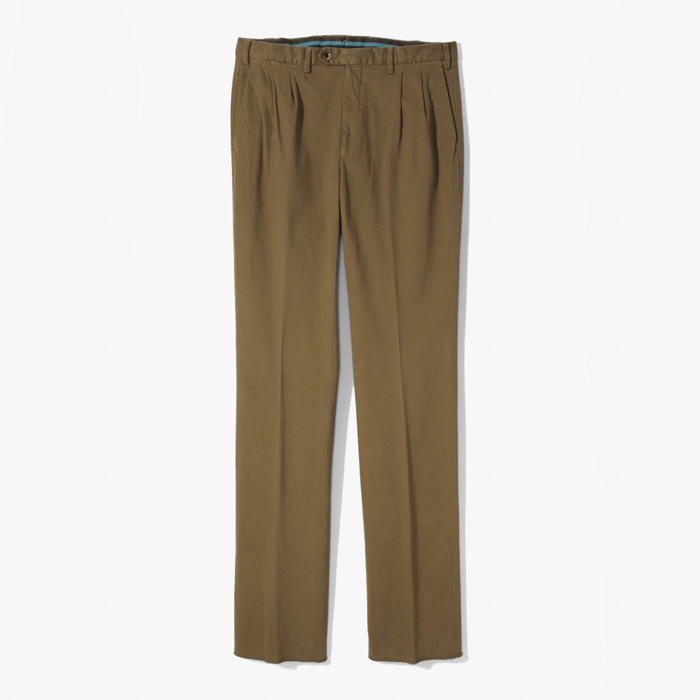 NEW SLIM FIT 2PLEATS (GABARDINA COTONE MODAL STRETCH) DARK BEIGE