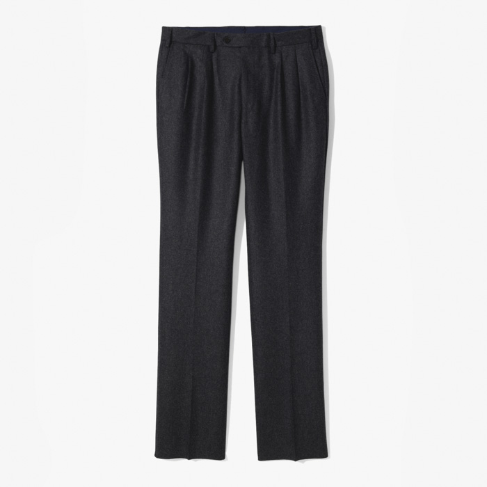 NEW SLIM FIT 2PLEATS (FLANELLA CARDATA) CHARCOAL GRAY