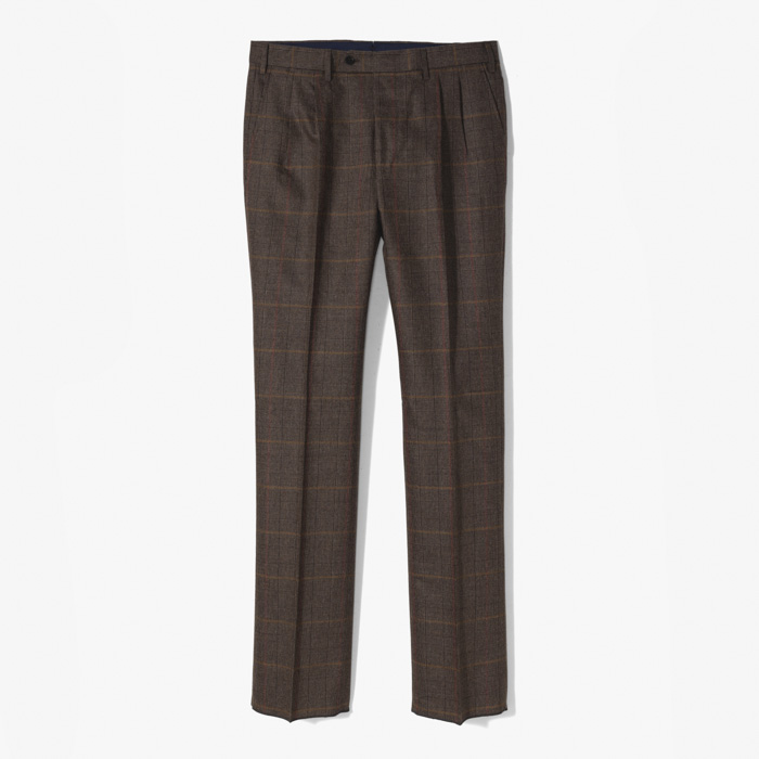 NEW SLIM FIT 2PLEATS (PRINCE OF WALES RANA CASHMERE) BROWN