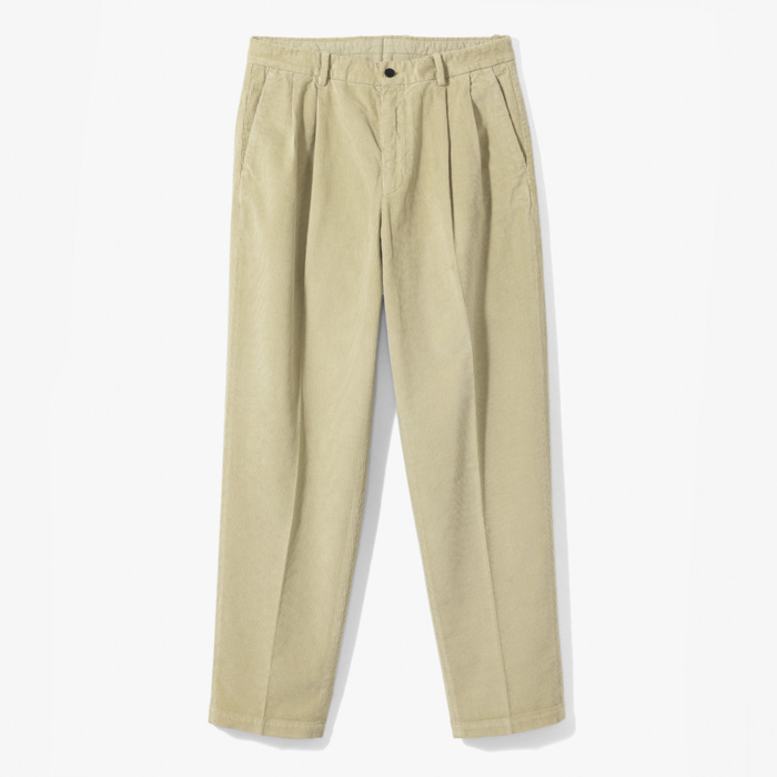 2PLEATS CLASSIC PANT (Soft corduroy stretch GARMENTS DYED) KHAKI