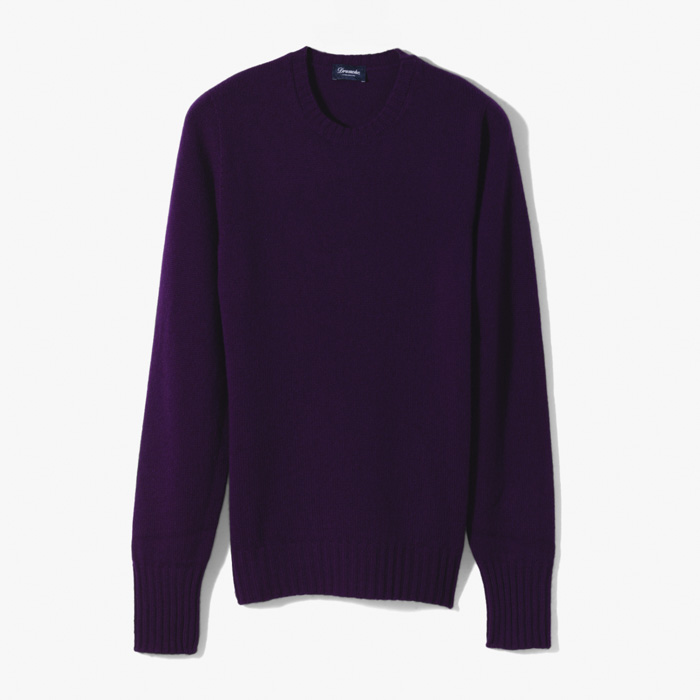 LAMBS WOOL CREWNECK KNITWEAR PURPLE