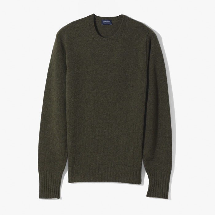 LAMBS WOOL CREWNECK KNITWEAR OLIVE