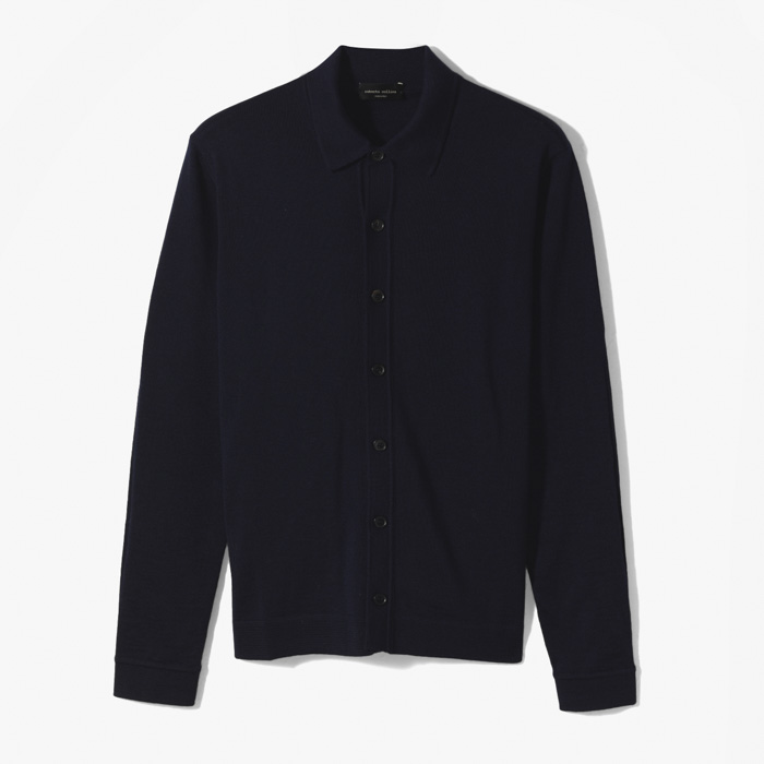 KNIT SHIRT (EXTRAFINE MERINO WOOL) NAVY