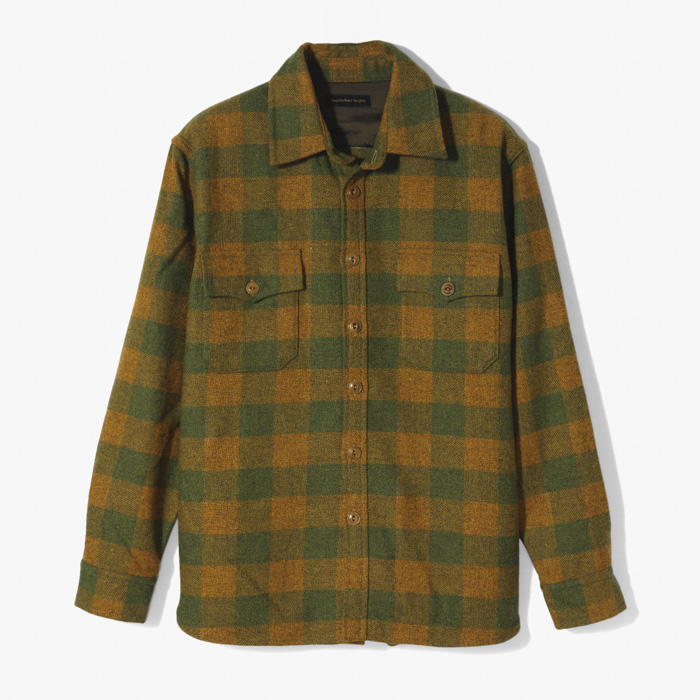 LEONARD 112 OVER SHIRT (WASHED PLAID SHETLAND) MUSTARD