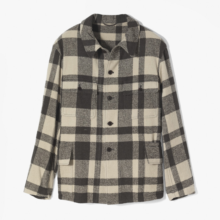 HUNTER JACKET (WOOL LINEN LOOPCRUISER PLAID) BEIGE