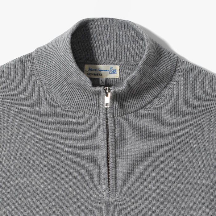 HALF-ZIP FULLOVER (MERINO WOOL RELAXED FIT) HEATHERED GRAY