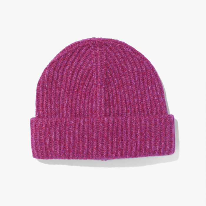 CASHMERE BEANIE (MOULINE) PINK