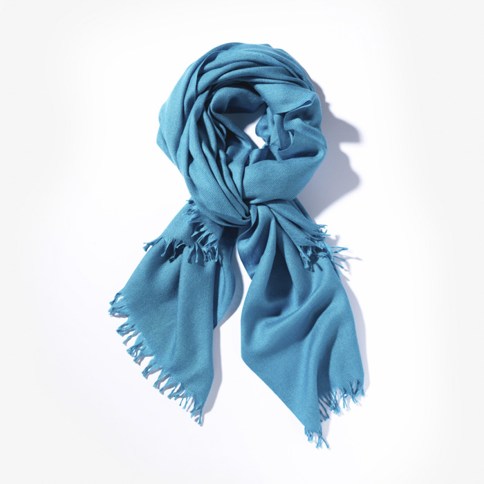 SPACE SCARF (CASHMERE SILK) TURQUOISE BLUE