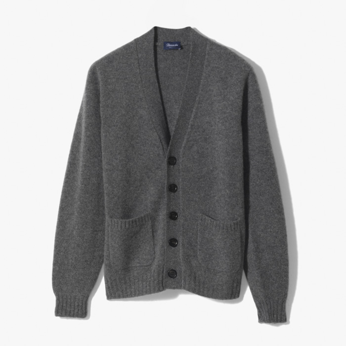 LAMBS WOOL CARDIGAN GRAY