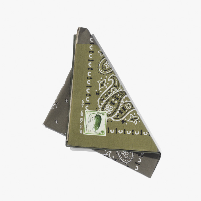 FASTCOLOR SELVEDGE BANDANA (PAISLEY PATCHWORK) KHAKI