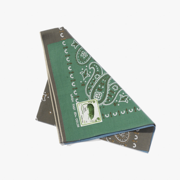 FASTCOLOR SELVEDGE BANDANA (PAISLEY PATCHWORK) DARK GREEN