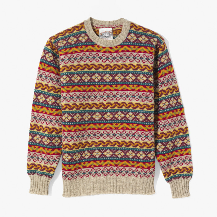 SHETLAND FAIR ISLE CREW KNITWEAR PURPLE