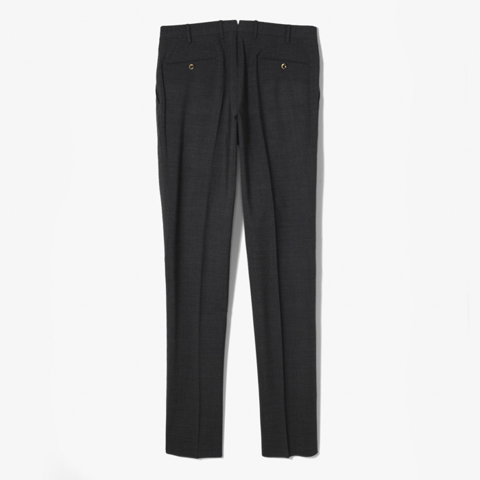 BUSINESS SLIM FIT 1PLEAT PANT (TROPICAL B-STRETCH 3D-EFFECT WOOL) DARK GRAY